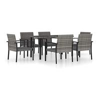 Eleganz Gruppo da giardino in rattan e acciaio, 7 pezzi, grigio, resistente alle intemperie e facile da pulire, ideale per terrazza e giardino
