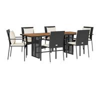 Eleganz Gruppo da giardino in rattan PE con cuscino, in acciaio verniciato a polvere e legno di acacia massiccio, durevole e resistente alle intemperie, perfetto per terrazza e giardino