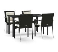 Eleganz Gruppo da giardino in rattan PE con cuscino, nero, acciaio verniciato a polvere, durevole e resistente alle intemperie, perfetto per terrazza e giardino
