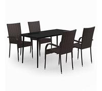 Eleganz Gruppo da giardino in rattan PE e acciaio verniciato a polvere con piano in vetro, durevole e facile da pulire, per terrazza e giardino