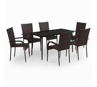 Eleganz Gruppo da giardino in rattan PE e acciaio verniciato a polvere con piano in vetro, durevole e facile da pulire, per terrazza e giardino