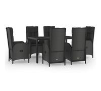Eleganz Gruppo da giardino in rattan PE e acciaio verniciato a polvere - nero e grigio moderno - durevole e resistente alle intemperie - perfetto per terrazza e giardino