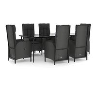 Eleganz Gruppo di mobili da giardino in polyrattan nero con cuscino - Moderno set da pranzo per terrazza e giardino - resistente alle intemperie e confortevole