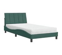Eleganz Hanko Letto con Materasso 100 x 200 cm Verde Scuro Velluto - Moderna Camera da Letto Essential per Notti Confortevoli | Ideale per Piccoli Stanze & Camere degli Ospiti