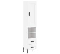Eleganz Highboard bianco, 34,5 x 34 x 180 cm, set di mobili da soggiorno in materiale di legno, salvaspazio ed elegante, ideale per piccoli appartamenti, design moderno