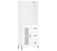 Eleganz Highboard bianco, 69,5 x 34 x 180 cm, armadio moderno per soggiorno, design semplice e soluzione di spazio di archiviazione, materiale in legno, set di mobili da soggiorno