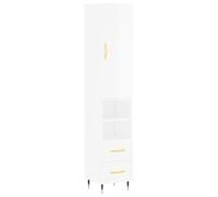 Eleganz Highboard bianco lucido mobili da soggiorno set 34,5 x 34 x 180 cm - Moderno scaffale in legno per piccoli spazi & elegante conservazione
