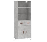 Eleganz Highboard grigio cemento, 69,5 x 34 x 180 cm, armadio moderno per soggiorno, soluzione di stoccaggio, materiale in legno, durevole ed elegante