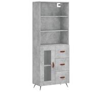 Eleganz Highboard grigio cemento, set di mobili da soggiorno in materiale di legno, moderno e salvaspazio, 69,5 x 34 x 180 cm, ideale per piccoli spazi e minimalismo