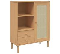 Eleganz Highboard SENJA, effetto rattan, marrone, 90 x 40 x 112 cm, in legno di pino - Set di mobili per soggiorno con spazio di archiviazione, durevole ed elegante per ambienti moderni