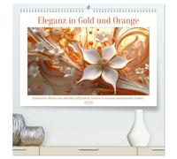 Eleganz in Gold und Orange (hochwertiger Premium Wandkalender 2026 DIN A2 quer), Kunstdruck in Hochglanz: Traumhafte florale Muster in einer der bezauberndsten Farbkombinationen