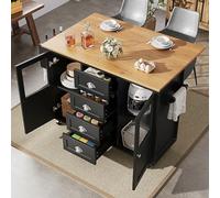 Eleganz Isola della cucina per cuochi dilettanti, 137,9 cm, spezie a portata di mano, coltello visibile, asciugamano sul posto, 4 cassetti per un'organizzazione perfetta, porte in vetro mostrano cosa