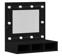 Eleganz Lavabo in rovere nero in legno naturale - Moderno scaffale da bagno con specchio per una conservazione elegante, durevole ed ecologico