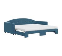 Eleganz Lettino allungabile con materassi - blu 100 x 200 cm velluto - Culla salvaspazio per piccoli spazi - Comodo e durevole