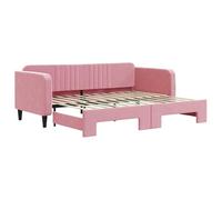 Eleganz Lettino allungabile rosa 90 x 200 cm velluto - Comodo lettino per bambini con spazio di archiviazione, salvaspazio per piccoli spazi, rivestimento in velluto di alta qualità per un comfort