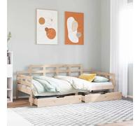 Eleganz Lettino con cassetti 80 x 200 cm in legno massello di pino - Lettino salvaspazio o lettino per gli ospiti con spazio - Legno naturale durevole per un sonno sicuro