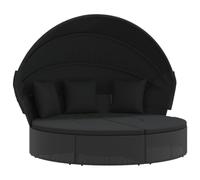 Eleganz Lettino da esterno con tetto e cuscino, in rattan e acciaio verniciato a polvere, perfetto per giardino, terrazza o balcone, robusto, resistente alle intemperie e confortevole
