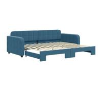 Eleganz Lettino da giorno allungabile, blu, 90 x 200 cm, in velluto, ergonomico, con spazio di archiviazione, salvaspazio, per bambini e neonati, rivestimento in velluto di alta qualità per un sonno