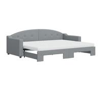 Eleganz Lettino da giorno allungabile con materasso 80 x 200 cm, tessuto grigio chiaro, salvaspazio, per piccoli spazi e appartamenti moderni, comodo e durevole