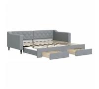 Eleganz Lettino estraibile con cassetti, 90 x 200 cm, tessuto grigio chiaro, salvaspazio, per piccoli appartamenti e cameretta dei bambini