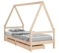 Eleganz Lettino per bambini 80 x 200 cm in legno di pino massiccio con cassetti, legno naturale non trattato, durevole ed ecologico, perfetto per le piccole stanze dei bambini