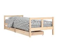 Eleganz Lettino per bambini 80 x 200 cm in legno di pino massiccio con cassetti, non trattato e durevole, perfetto per la cameretta dei bambini, ambiente naturale per dormire