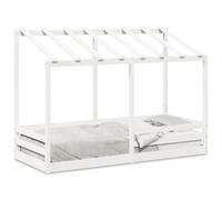 Eleganz Lettino per bambini con tetto in legno massello di pino 90 x 190 cm - bianco | Bella e durevole culla con tetto per un sonno sicuro | Perfetto per la cameretta dei bambini