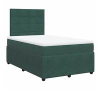 Eleganz Letto a molle, 120 x 200 cm, con materasso, in velluto verde scuro, per camera da letto, comodo e durevole, design moderno per un sonno riposante