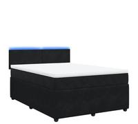 Eleganz Letto a molle 140 x 200 cm con materasso, rivestimento in velluto nero, sistema di sonno di lusso per un sonno riposante, ideale per camera da letto e camera degli ospiti