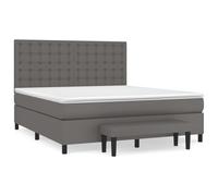 Eleganz Letto a molle, 180 x 200 cm, con materasso, in ecopelle grigia, per camera da letto e ospite, durevole e confortevole, soluzione moderna per un sonno riposante