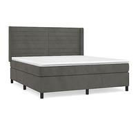 Eleganz Letto a molle, 180 x 200 cm, con materasso, tessuto di velluto grigio scuro, sistema di sonno di lusso, ideale per camera da letto dal design moderno