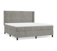 Eleganz Letto a molle, 180 x 200 cm, con materasso, tessuto in velluto grigio chiaro, sistema di sonno di lusso per camera da letto, maggiore libertà sulla schiena e comfort