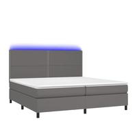 Eleganz Letto a molle 200 x 200 cm con materasso e luce - ecopelle grigia per camera da letto - Design moderno e comodo supporto per dormire