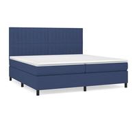 Eleganz Letto a molle 200 x 200 cm con materasso, rivestimento in tessuto blu per camera da letto, confortevole e durevole, ideale per un sonno riposante
