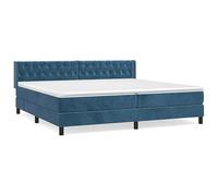 Eleganz Letto a molle, 200 x 200 cm, con materasso, rivestimento in velluto blu scuro, per camera da letto e hotel, design lussuoso e durevole per un sonno riposante