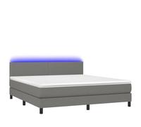 Eleganz Letto a molle con illuminazione e materasso, 180 x 200 cm, moderno letto in tessuto grigio scuro, per camera da letto, pratica soluzione per comfort e spazio di archiviazione