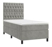 Eleganz Letto a molle con illuminazione e materasso 80 x 200 cm - Moderno letto in velluto per camera da letto, grigio chiaro - Comodo comfort per dormire con design elegante