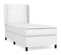 Eleganz Letto a molle con materasso 100 x 200 cm bianco ecopelle - Moderno letto per una confortevole sensazione di sonno, ideale per piccoli spazi