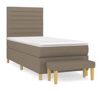 Eleganz Letto a molle con materasso, 100 x 200 cm, in tessuto tortora, comodo letto con anima a molle per un sonno riposante, ideale per piccoli spazi