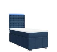Eleganz Letto a molle con materasso, 100 x 200 cm, rivestimento in tessuto blu, comodo letto matrimoniale per camera da letto, durevole e di supporto per un sonno riposante