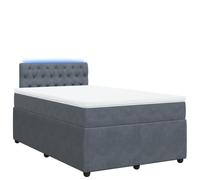 Eleganz Letto a molle con materasso 120 x 190 cm - Tessuto di velluto grigio scuro per camera da letto, comodo letto matrimoniale con topper per un sonno riposante