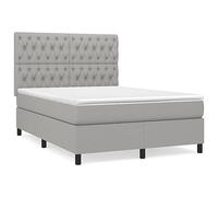 Eleganz Letto a molle con materasso 140 x 190 cm, grigio chiaro, comodo letto per camera da letto, resistente e moderno, ideale per piccoli spazi