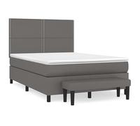 Eleganz Letto a molle con materasso 140 x 190 cm - grigio ecopelle letto a molle per camera da letto, moderno e durevole, miglioramento del comfort durante le notti di relax