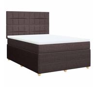 Eleganz Letto a molle con materasso, 140 x 190 cm, in tessuto marrone scuro, per camera da letto, comodo e durevole, ideale per piccoli spazi