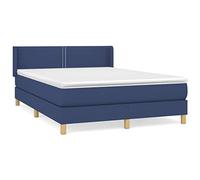 Eleganz Letto a molle con materasso, 140 x 190 cm, tessuto blu, comodo sistema di sonno per notti rilassanti, ideale per camera da letto e camera degli ospiti, durevole e facile da pulire