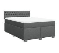 Eleganz Letto a molle con materasso, 140 x 190 cm, tessuto grigio scuro, comodo sistema di sonno per camera da letto, durevole e stabile, ideale per piccoli spazi