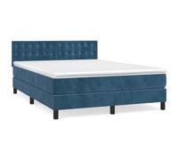Eleganz Letto a molle con materasso 140 x 200 cm, in velluto blu scuro, moderno letto con imbottitura di alta qualità per un sonno riposante