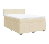 Eleganz Letto a molle con materasso 140 x 200 cm - Letto in tessuto regolabile in altezza con anima a molle per un sonno riposante, color crema