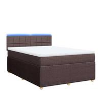 Eleganz Letto a molle con materasso, 140 x 200 cm, marrone scuro, rivestimento in tessuto per un sonno riposante, camera da letto moderna