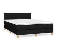 Eleganz Letto a molle con materasso 140 x 200 cm - Rivestimento in tessuto nero per camera da letto e zona ospite | Durevole e confortevole | Supporto perfetto per un sonno riposante